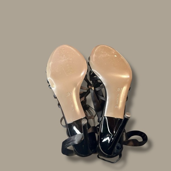 Jason Wu ‘Gia’ Black Satin Lace-Up Open Toe Heels w/ Ankle Ties Size 41 = Sz 11 - Picture 15 of 16